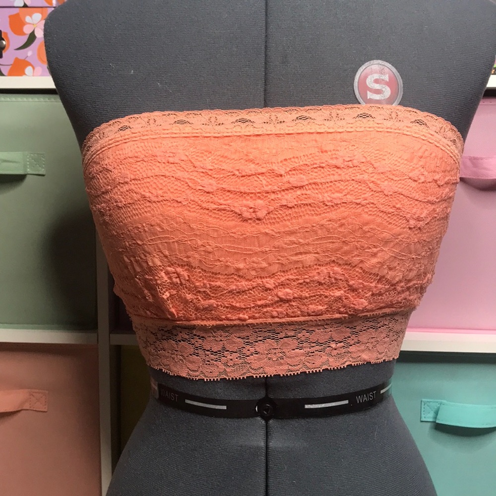 Peach Lace Bandeau Bralette Medium/Large